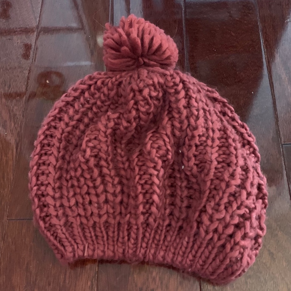Charlotte Russe red knit beanie with pom